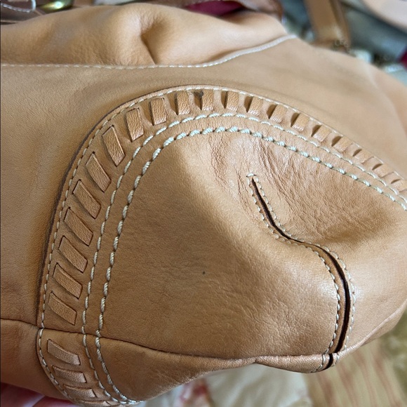 Coach Poppy Whipstich Beige Leather Shoulder Bag - Picture 6 of 16